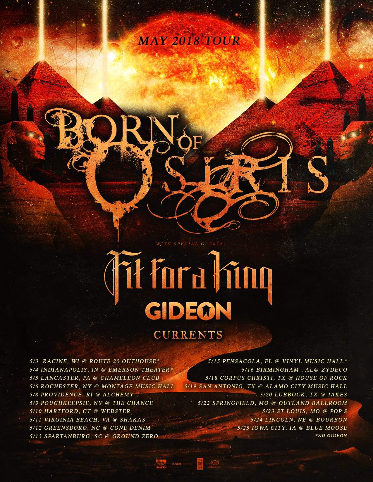 Born Of Osiris to tour this spring w/ Fit For A King, Gideon & Currents