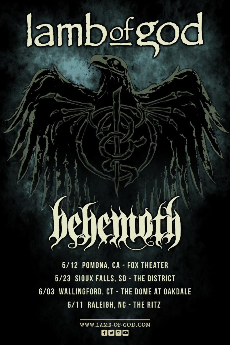 Lamb of God announces oneoff headlining tour dates w/Behemoth Metal