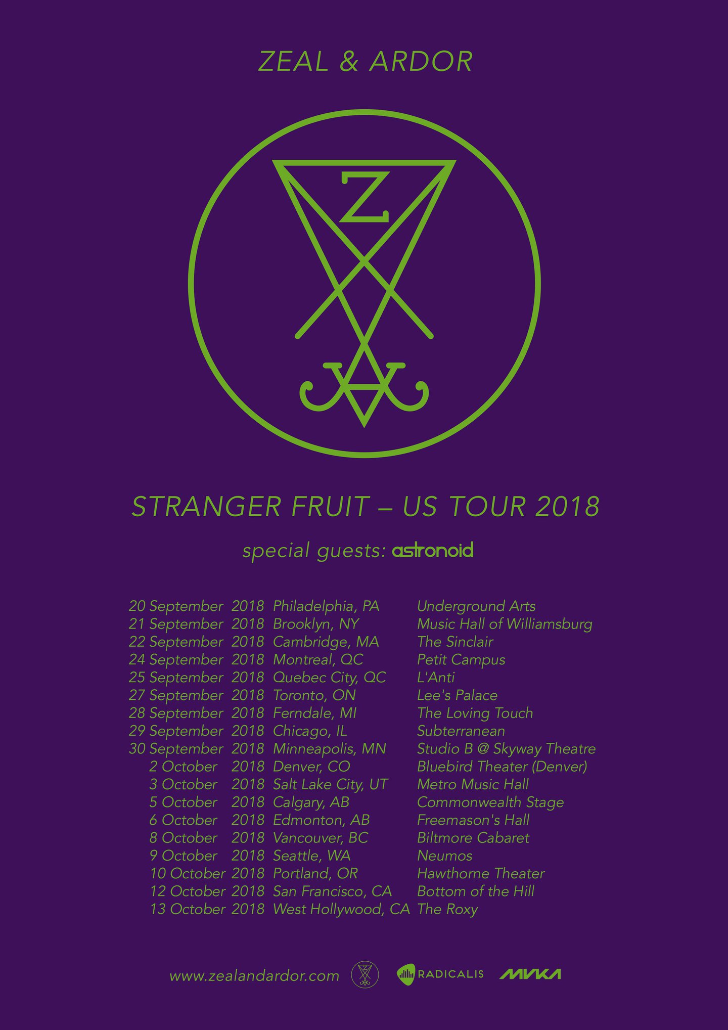 Zeal & Ardor announce North American Tour with Astronoid