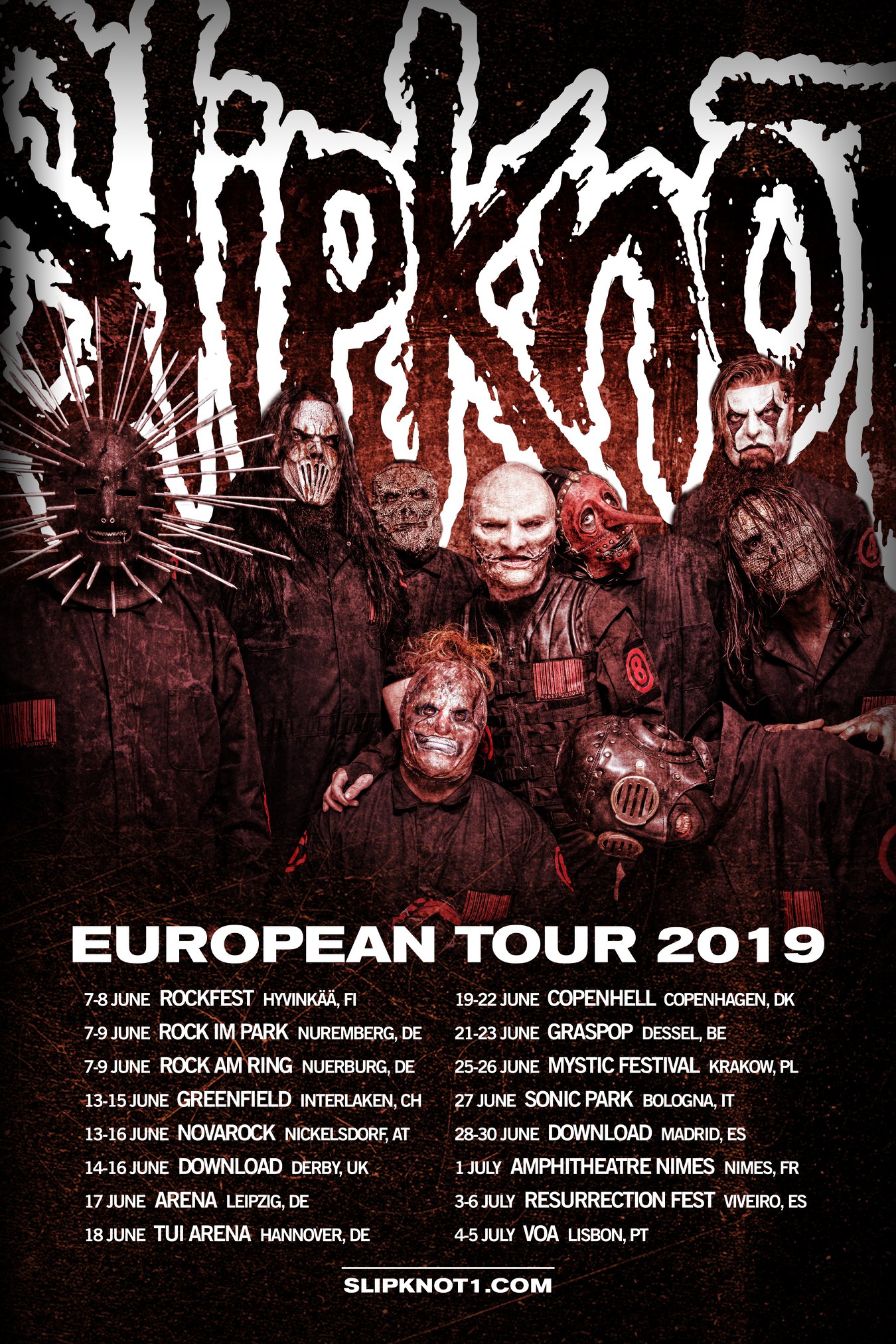 Slipknot to headline 2019 Download Festival, announce 2019 Summer European tour