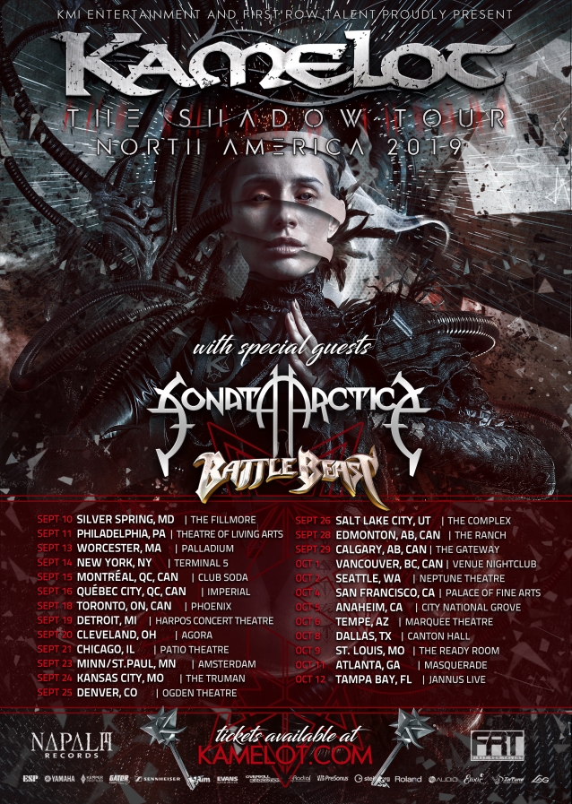 Kamelot announces 2019 Fall tour w/ Sonata Arctica & Battle Beast