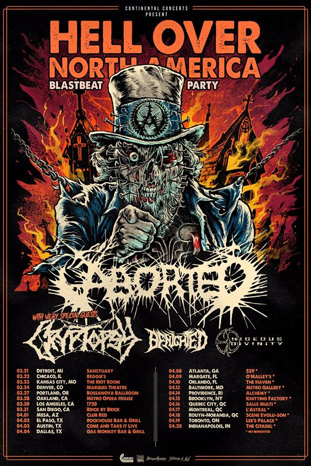 Aborted announce North American Tour w/ Cryptopsy, Benighted, & Hideous Divinity