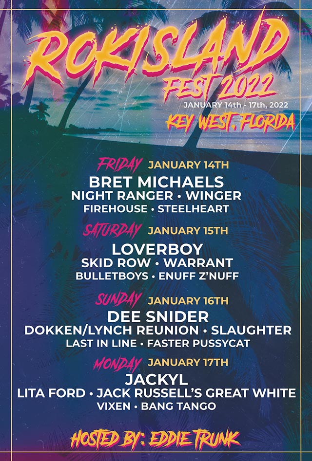 Rokisland Fest 2022 hits Key West featuring Brett Michaels, Night