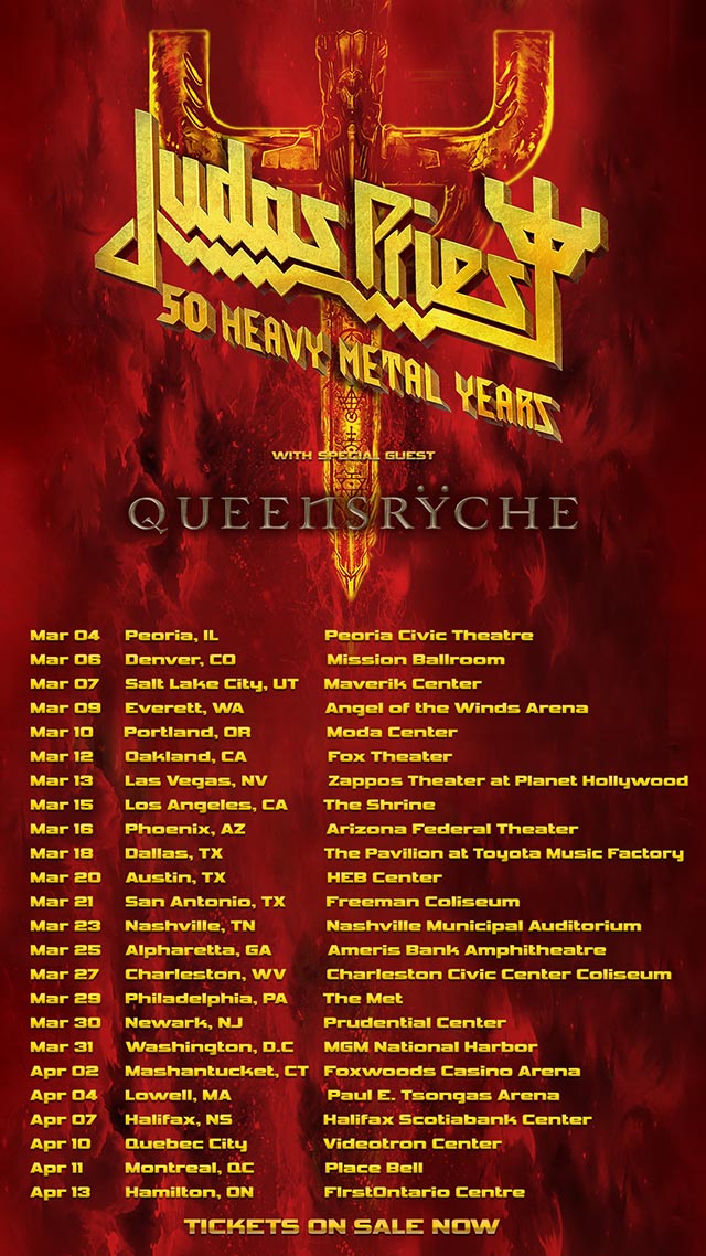 Judas Priest announce rescheduled “50 Heavy Metal Years” North American