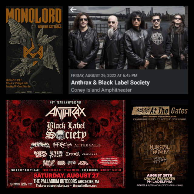 Concert Calendar (8/25-8/28) | They Ride Forth. At The Gates, Anthrax, & more
