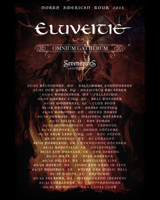 Eluveitie announce 2023 North American Tour w/ Omnium Gatherum & Seven