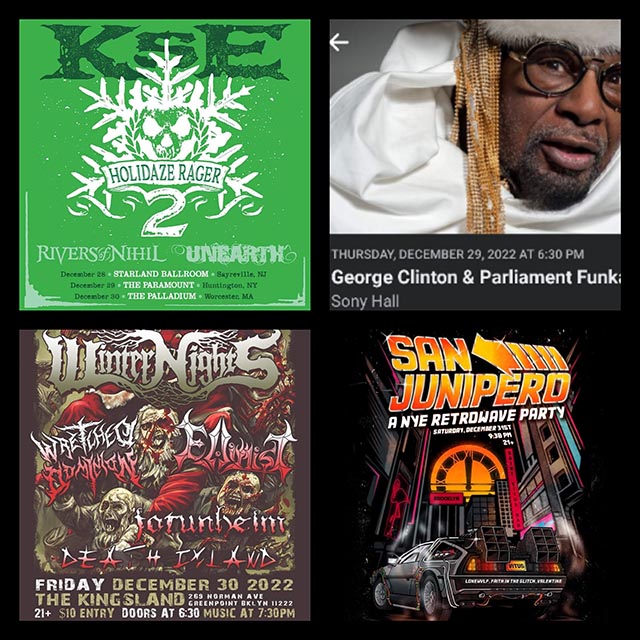 Concert Calendar (12/28-12/31): That’s It for 2022! Killswitch Engage, George Clinton, & more
