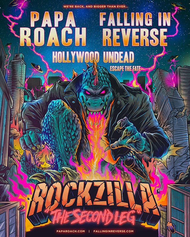 Papa Roach and Falling In Reverse announce Rockzilla: The Second Leg Tour w/ Hollywood Undead & Escape The Fate