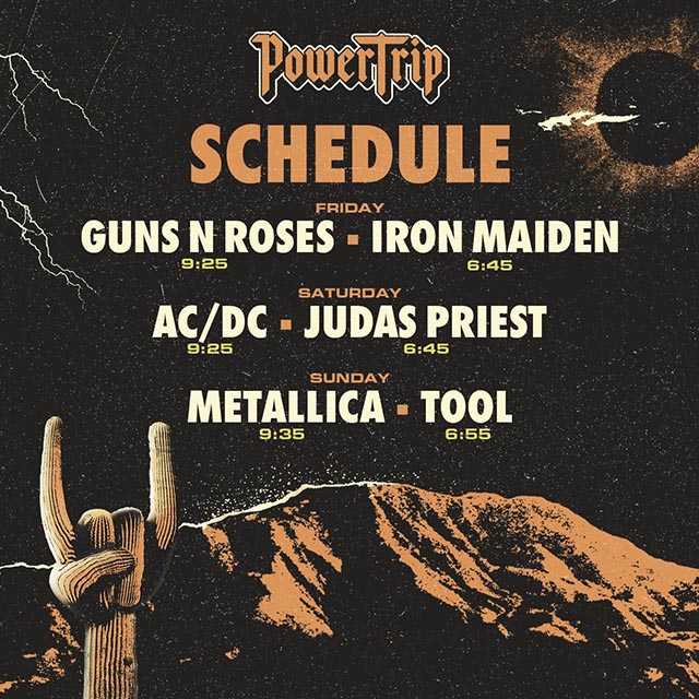 Power Trip festival schedule unveiled October 6, 7, and 8 at the