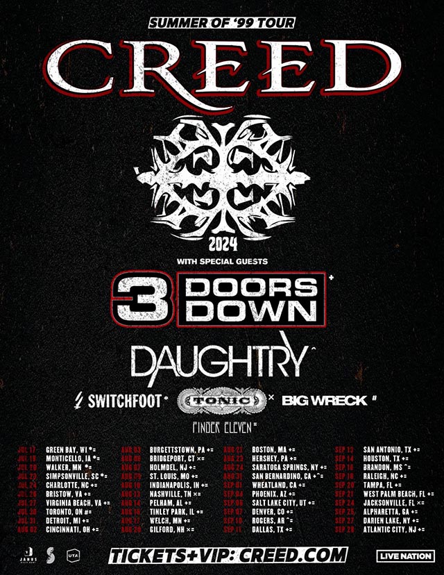 Creed announce 2024 Summer of ’99 North American Tour Metal Insider