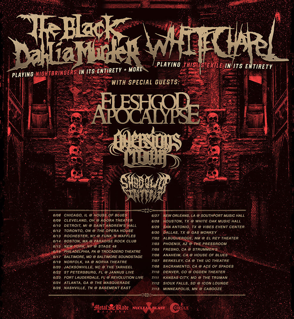 The Black Dahlia Murder and Whitechapel announce co-headlining tour w/Fleshgod Apocalypse, Aversions Crown & Shadow of Intent