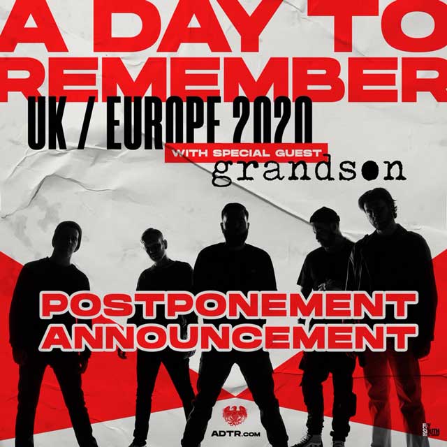 Coronavirus: A Day To Remember European/UK Tour POSTPONED