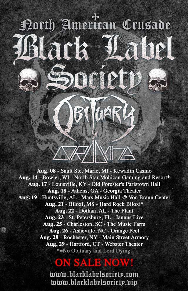 Coronavirus: Black Label Society tour w/ Obituary & Lord Dying RESCHEDULED