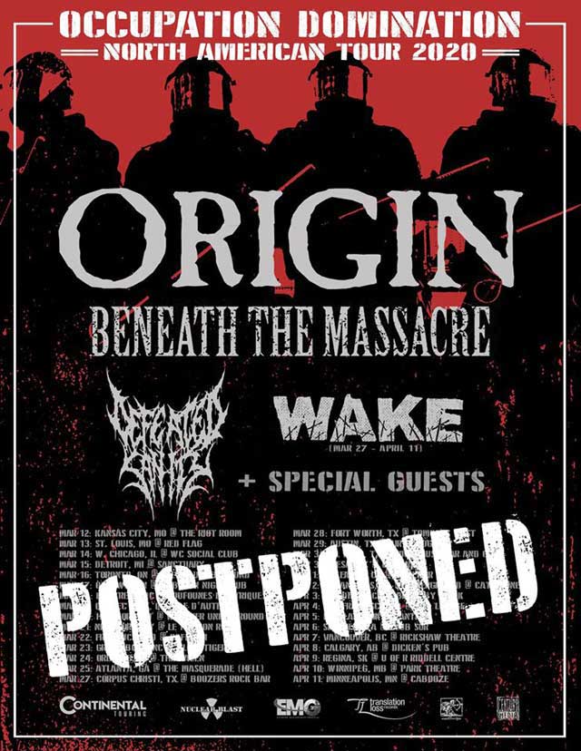 Coronavirus: Origin’s North American Tour w/ Beneath the Massacre, Defeated Sanity, etc. POSTPONED