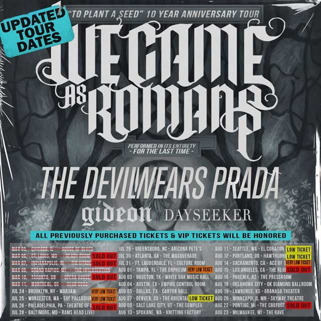 Coronavirus: We Came As Romans tour w/ Devil Wears Prada, etc. RESCHEDULED