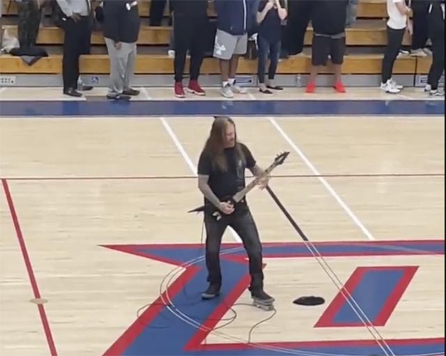 Watch Phil Demmel (ex-Machine Head) play US national anthem at Dublin Gaels basketball game