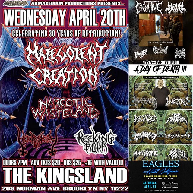 Concert Calendar (4/19-4/23) | Golden Gods Touring Coast to Coast. Malevolent Creation, The Eagles, & more