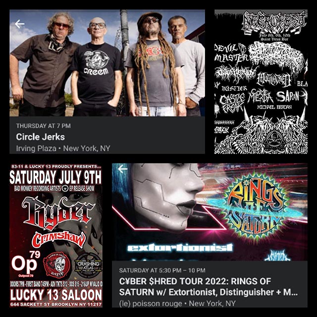 Concert Calendar (7/7-7/10) | A Great American Summer. Circle Jerks, Rings of Saturn, & more