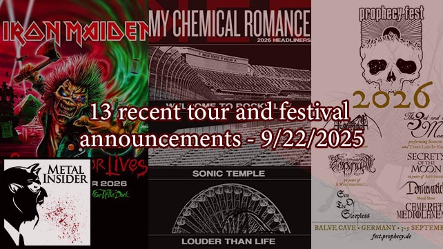 Metal Insider roundup: 13 recent tour and festival announcements – 9/22/2025