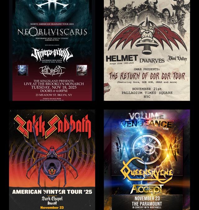 Concert Calendar (11/18-11/23) First Metal, Then the Holidays: Gwar, Queensryche, & more