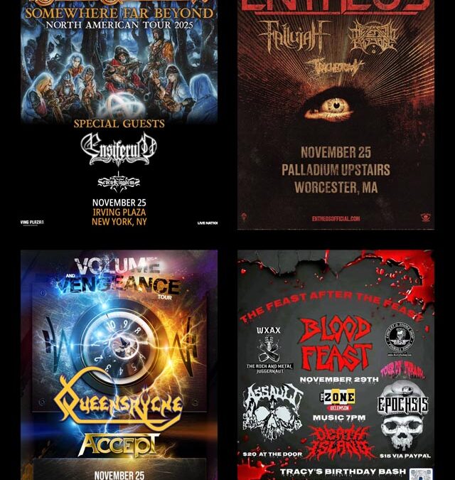 Concert Calendar (11/25-11/30) A Cornucopia of Heavy Metal Delights: Blind Guardian, Entheos, & more